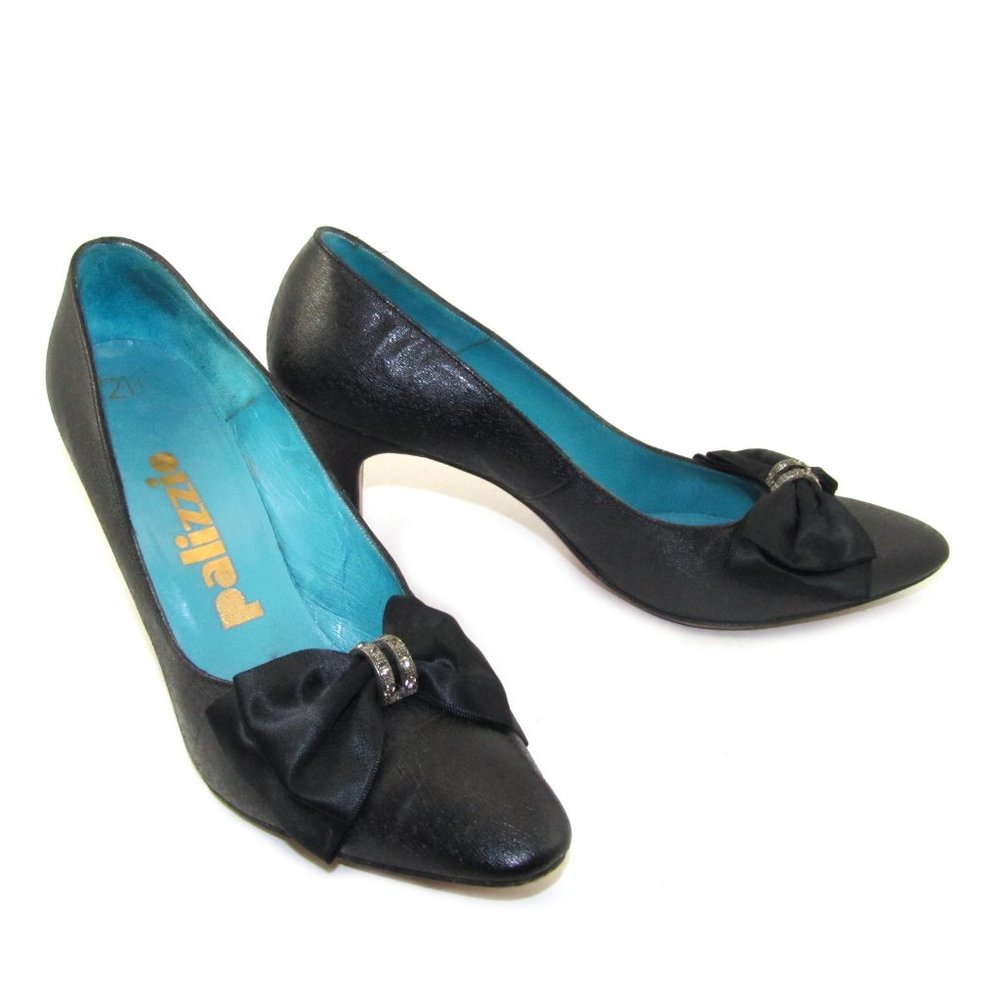 Palizzio 21 Excellent VTG Condition Heels Sz 8N (Narrow) Black Pumps Satin Bow
